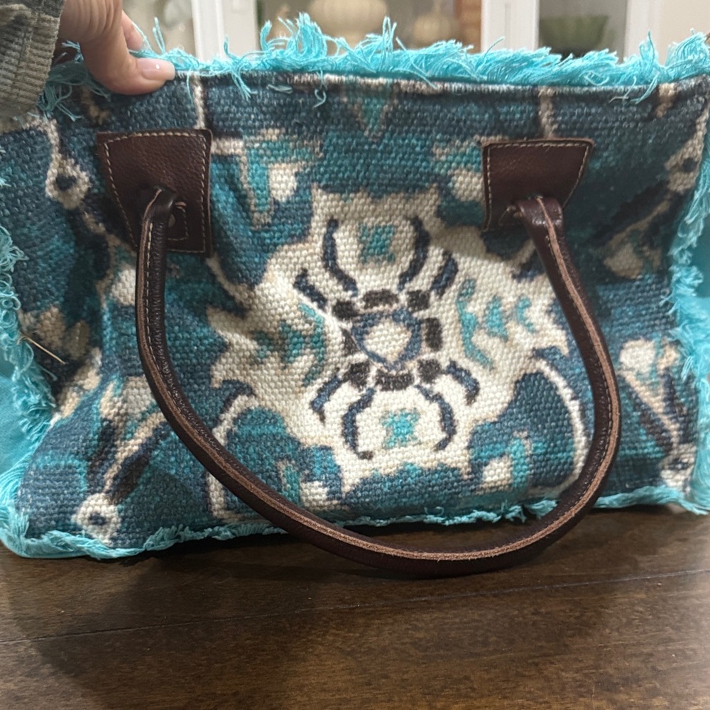 Myra Bag Turquoise and Brown Tote